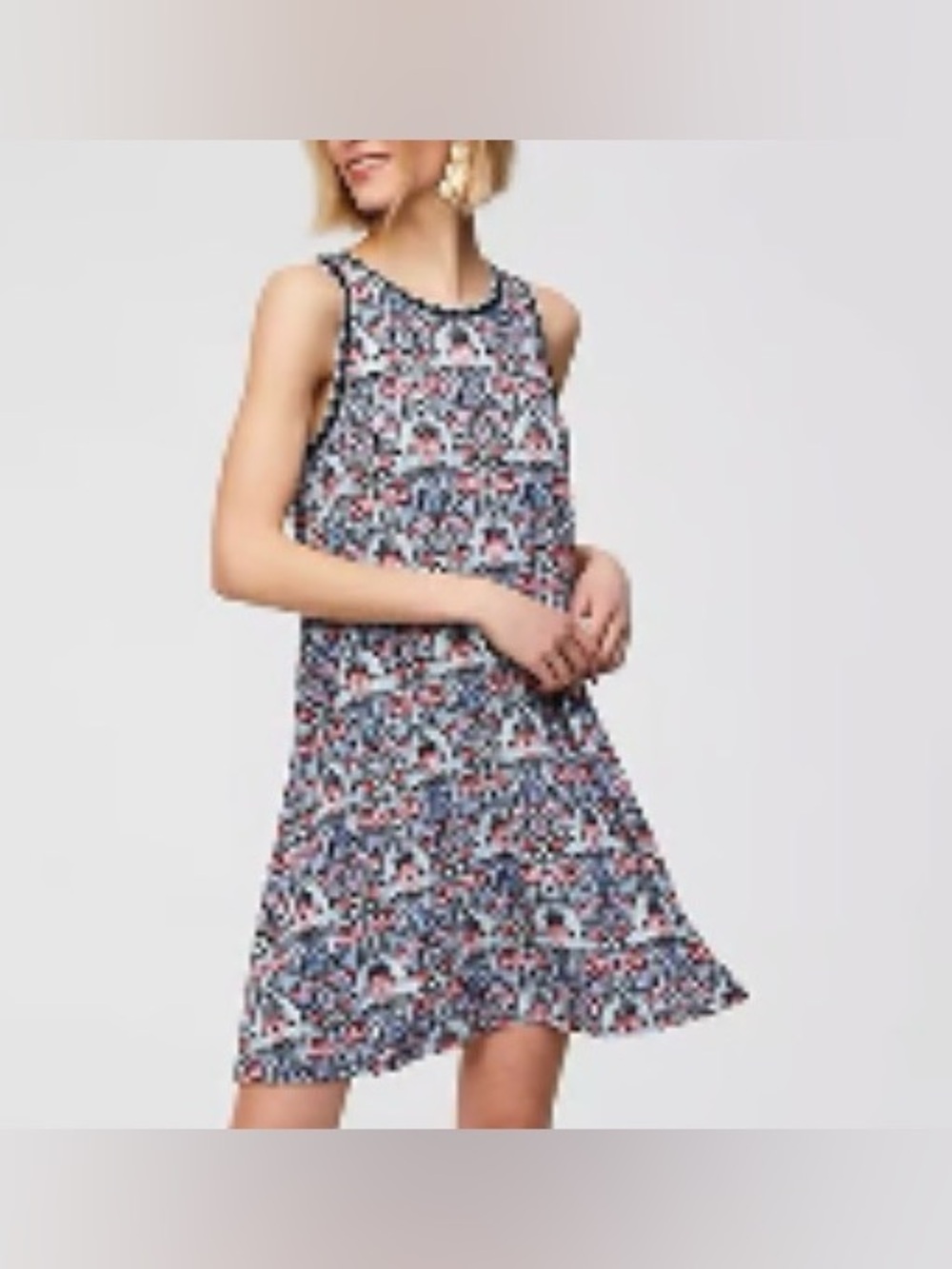 LOFT Navy, Pink & White Floral Sleeveless Mini Dress